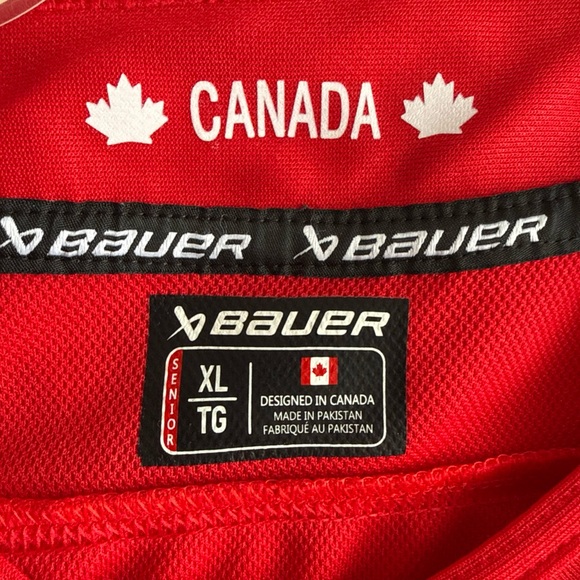 Red Bauer Hockey Jersey with Black Maple Leaf - Picture 3 of 8